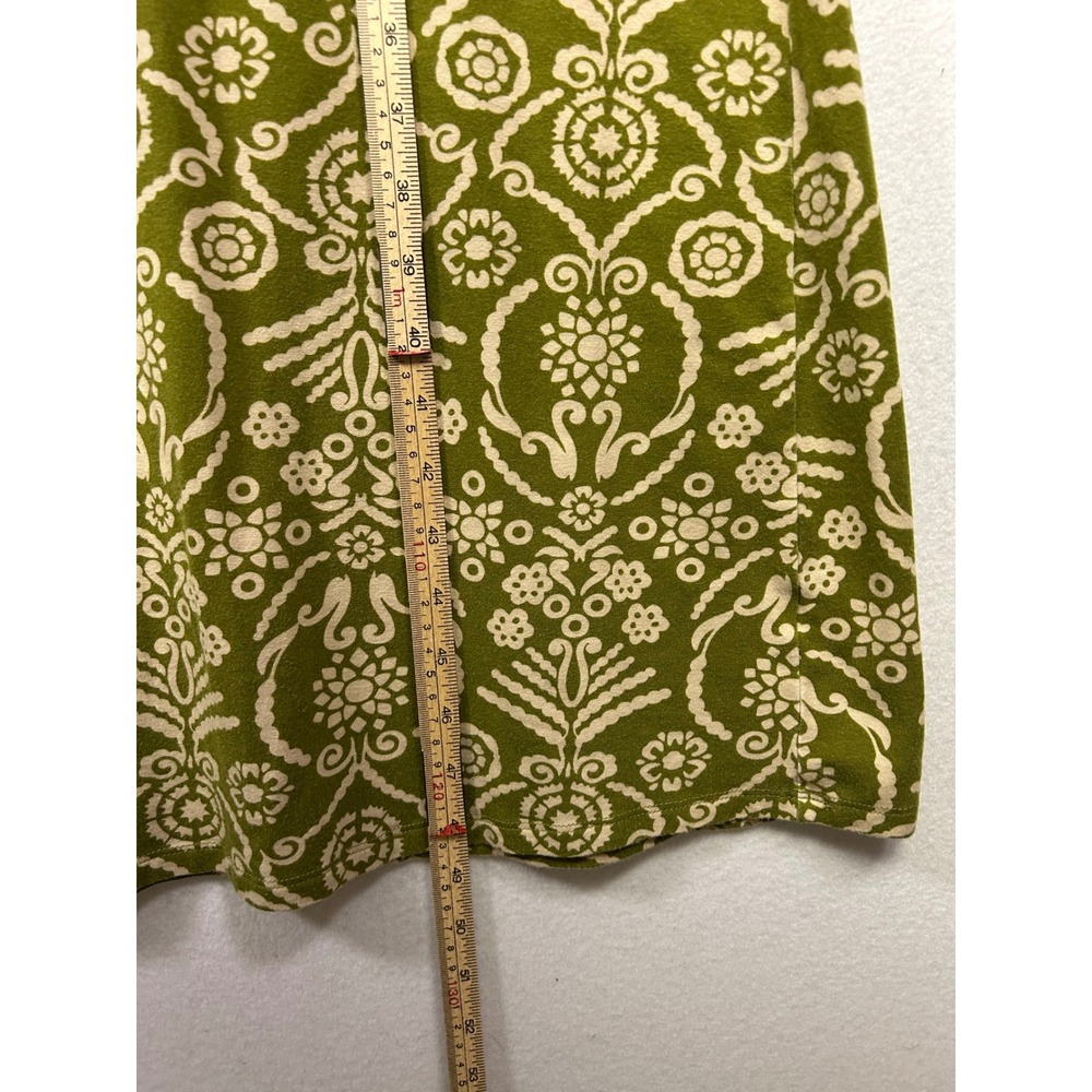 Boho Mod Liz Claiborne Women MP Olive Green Damask Keyhole Sleeveless Midi Dress - Picture 5 of 9